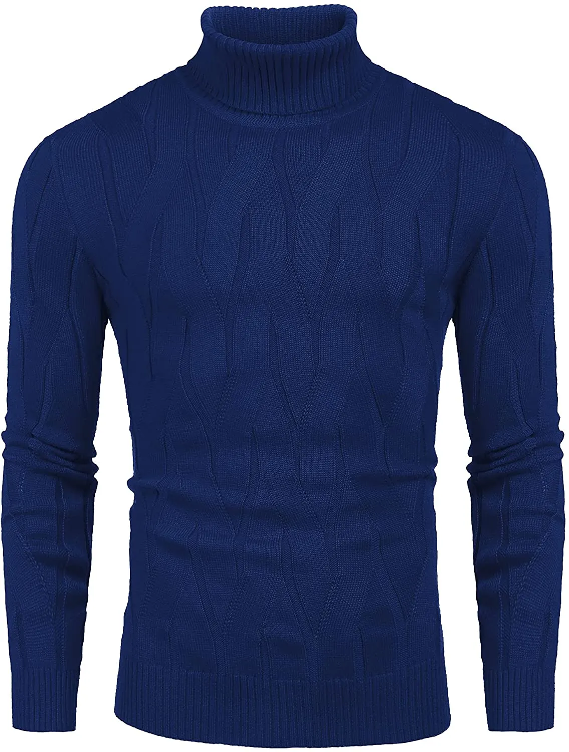 Men's Red Slim Fit Turtleneck Sweater Casual Knitted Pullover Sweater