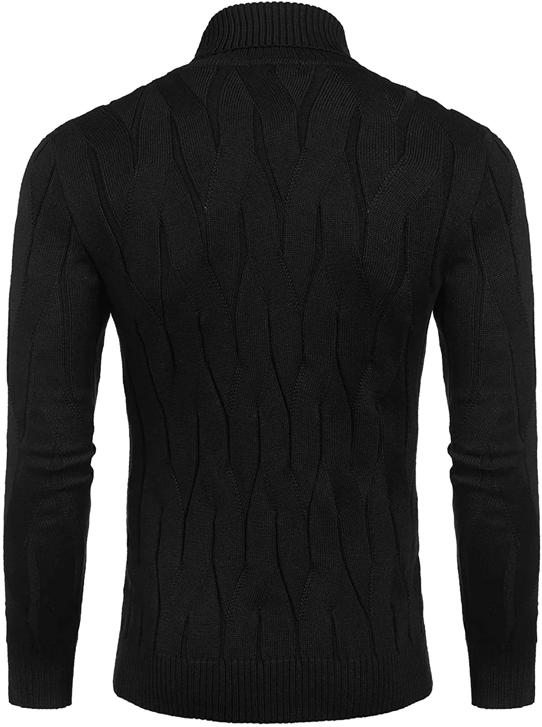 Men's Red Slim Fit Turtleneck Sweater Casual Knitted Pullover Sweater