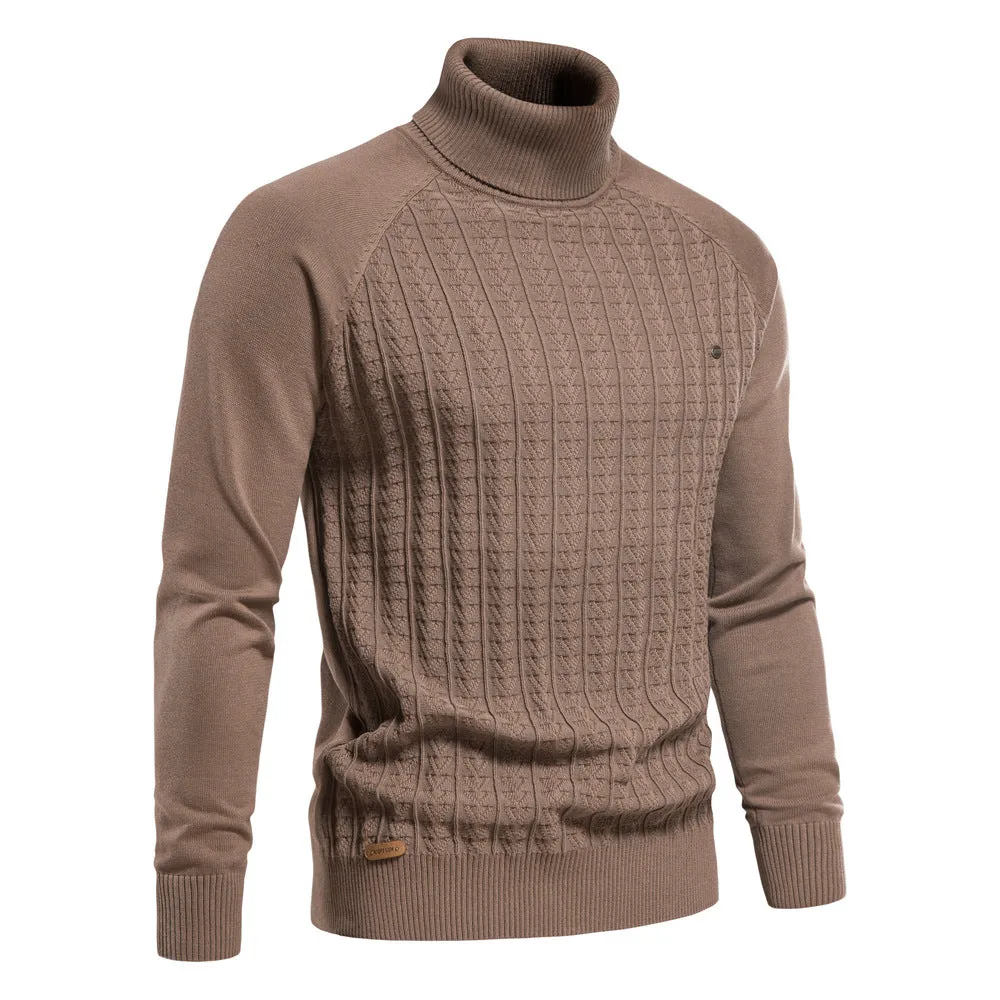 Men's Slim Fit Turtleneck Cardigan Sweater Casual Thermal Knitted Pullover Jumper | Y334