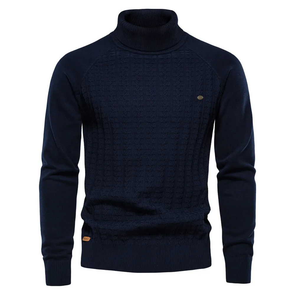 Men's Slim Fit Turtleneck Cardigan Sweater Casual Thermal Knitted Pullover Jumper | Y334