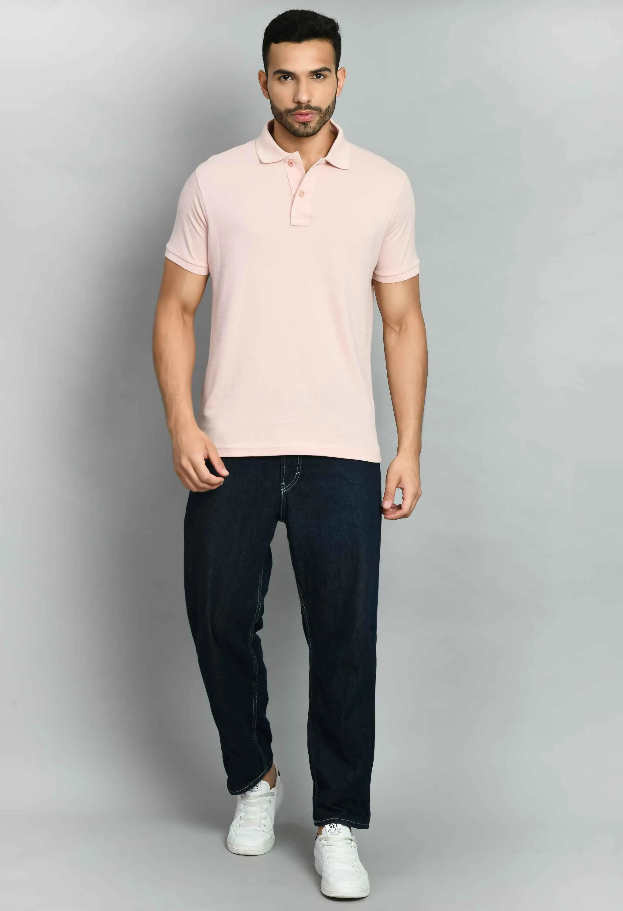 Men's Solid Smart Fit Polo T-Shirt