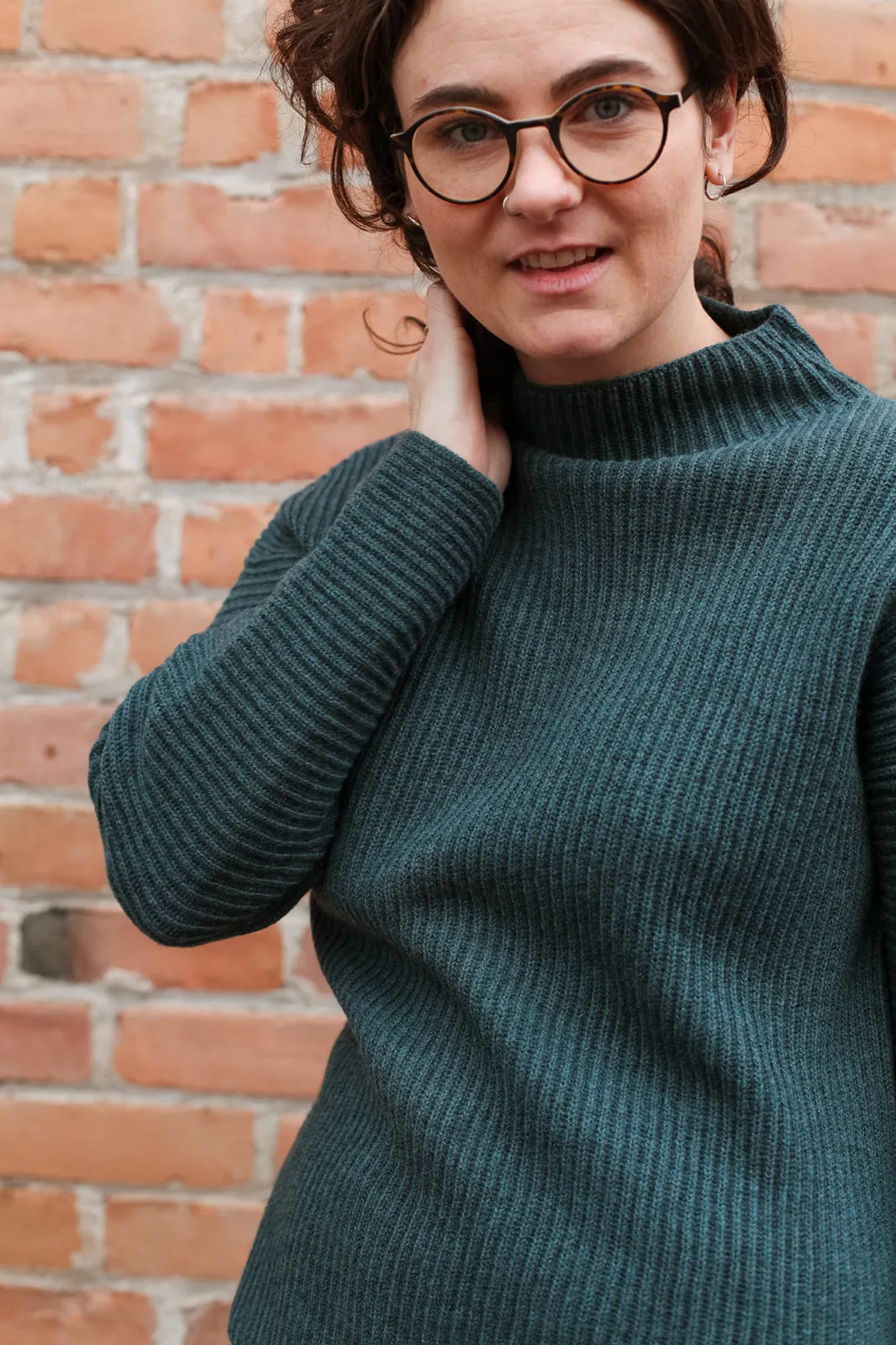 Merino Rib Sweater in Dragonfly Green