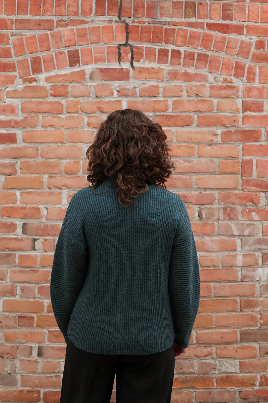 Merino Rib Sweater in Dragonfly Green