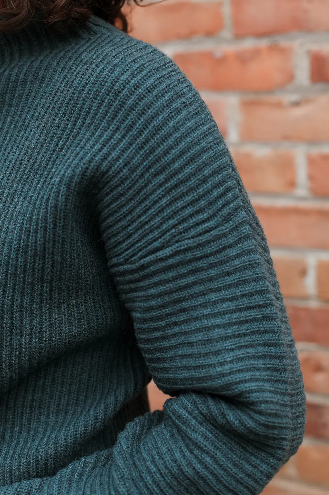 Merino Rib Sweater in Dragonfly Green