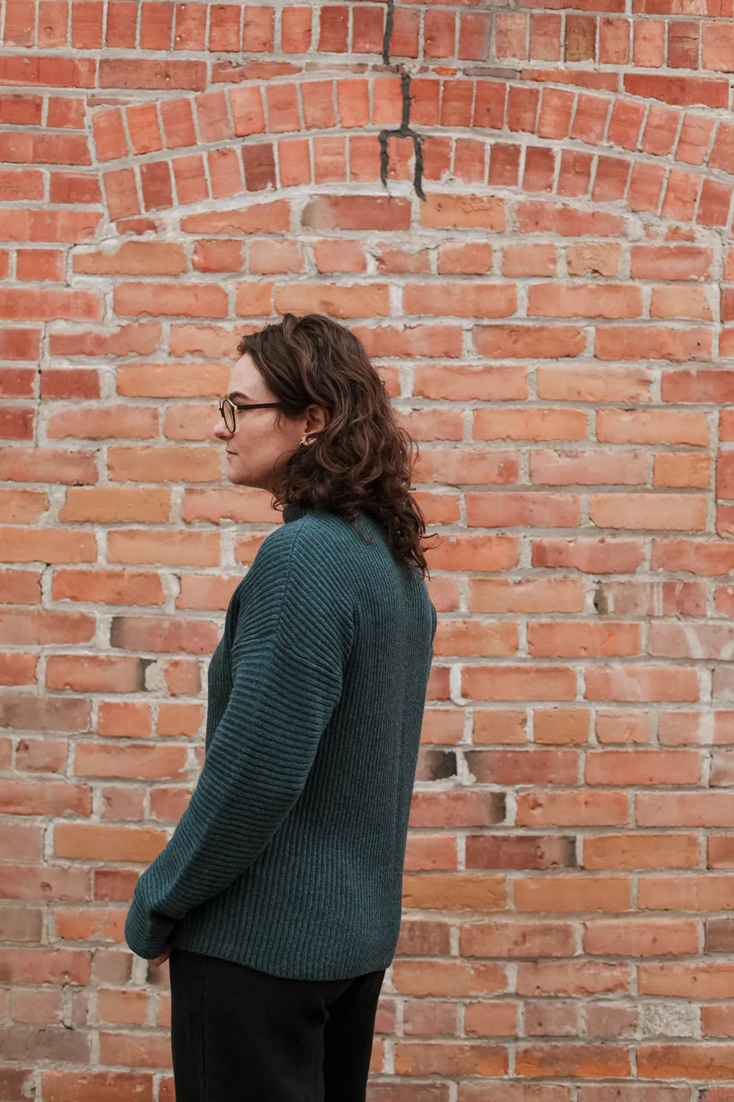 Merino Rib Sweater in Dragonfly Green