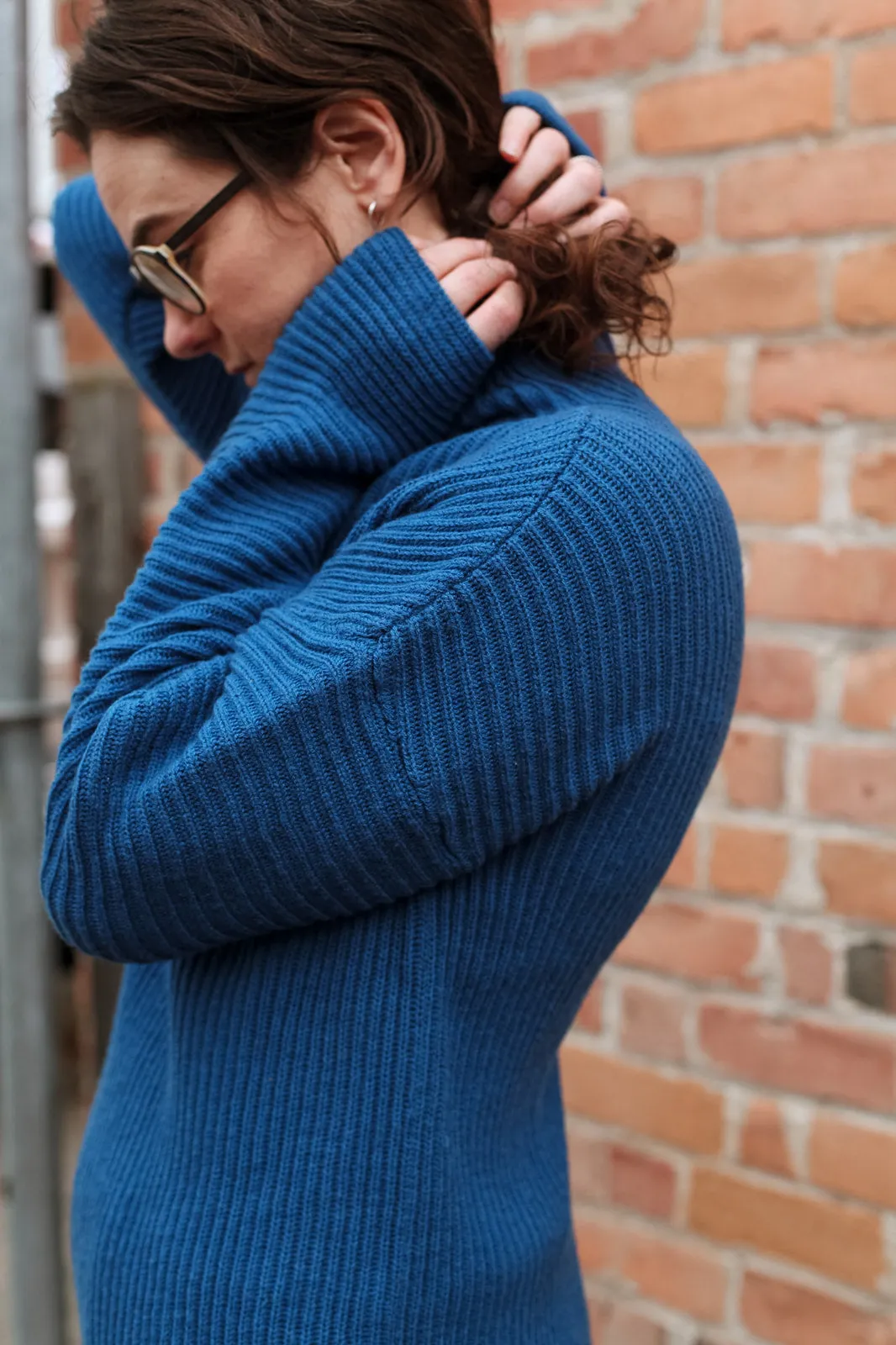 Merino Rib Sweater in Ocean Blue