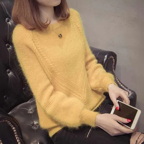 METAVERSMALL Korean version of foreign style semi-turtleneck long-sleeved primer sweater New autumn and winter casual versatile loose pullover knitted sweater women