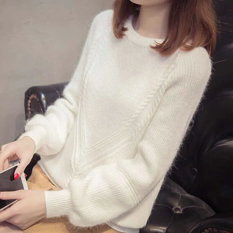 METAVERSMALL Korean version of foreign style semi-turtleneck long-sleeved primer sweater New autumn and winter casual versatile loose pullover knitted sweater women