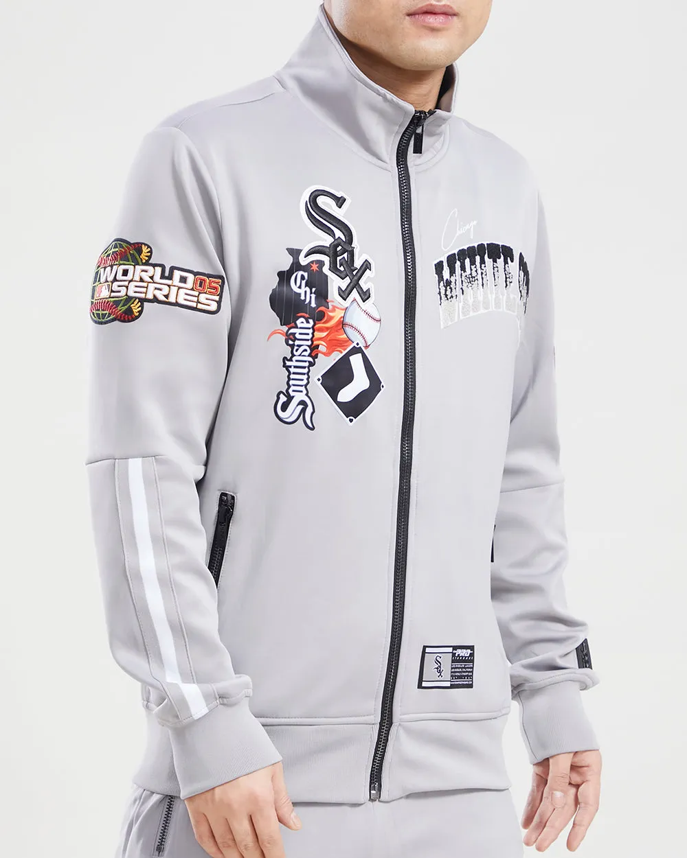 MLB CHICAGO WHITE SOX HOMETOWN MEN'S TRACK JACKET (GRAY)