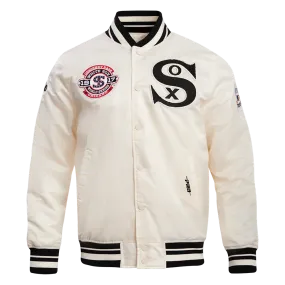 MLB CHICAGO WHITE SOX RETRO CLASSIC MEN'S RIB SATIN JACKET (EGGSHELL/BLACK)