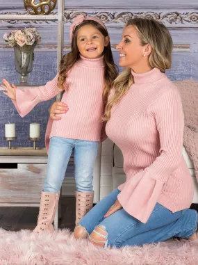 Mommy and Me Boho Sleeve Turtleneck Sweater