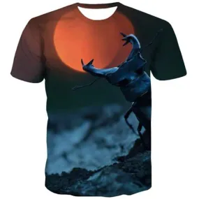 Moon T shirts Men Metal T-shirts Graphic Street Tshirts Cool Halloween Tshirt Anime