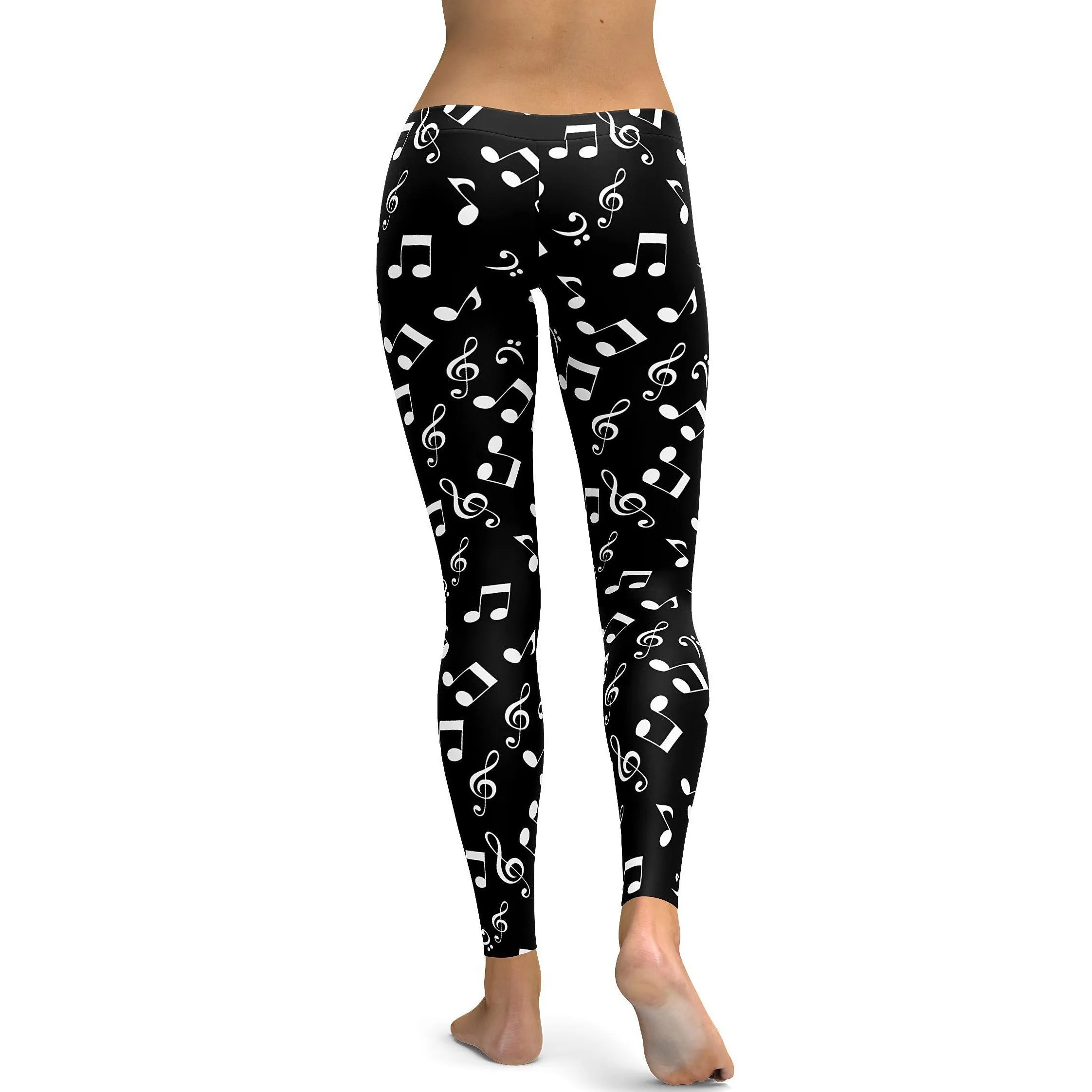 Music Notes Black Leggings