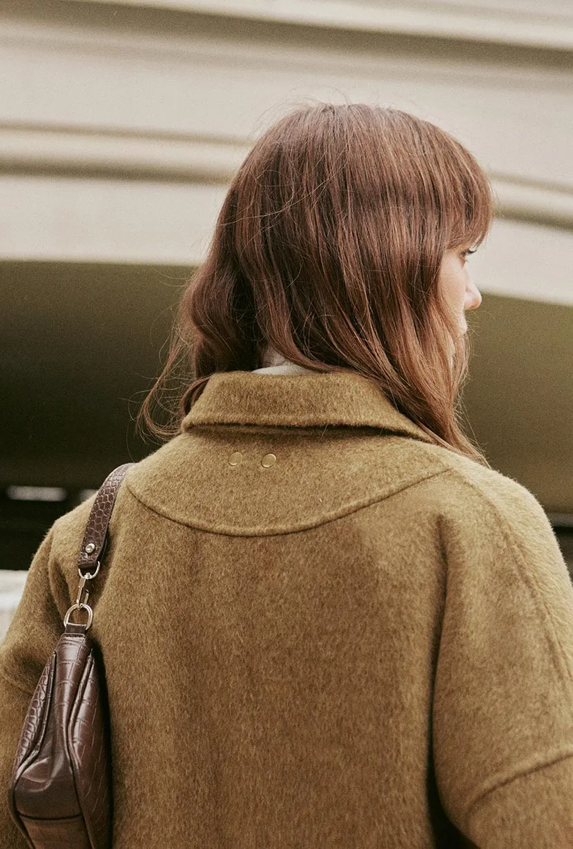 Newton Oversized Wool Jacket - Olive Brown