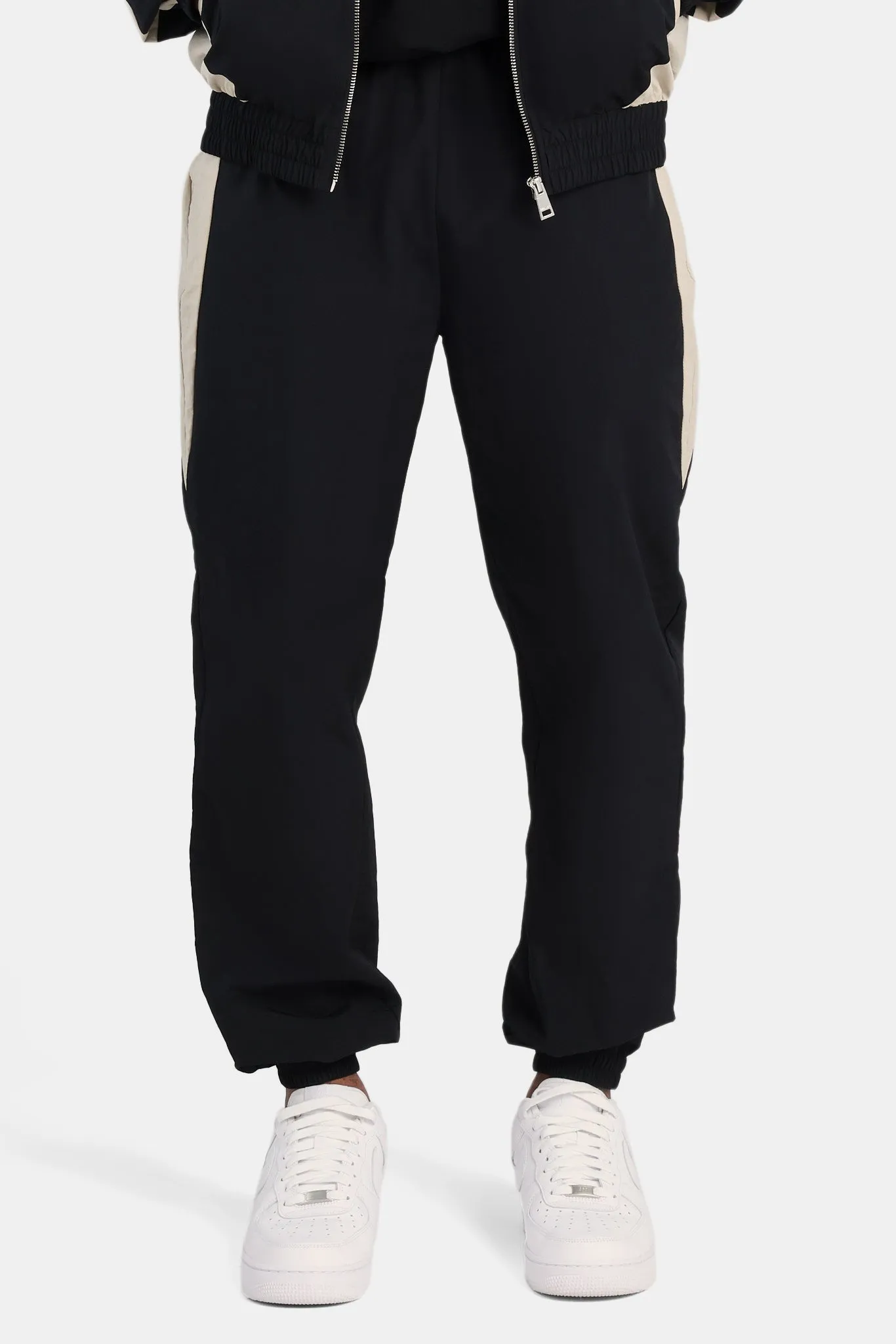 Nylon Panelled Tracksuit - Black