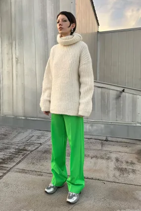 Oversized Turtleneck Knit Sweater - Cream