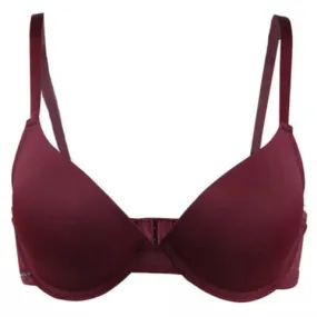 OY Lightly Padded T Shirt Plunge Bra Wine