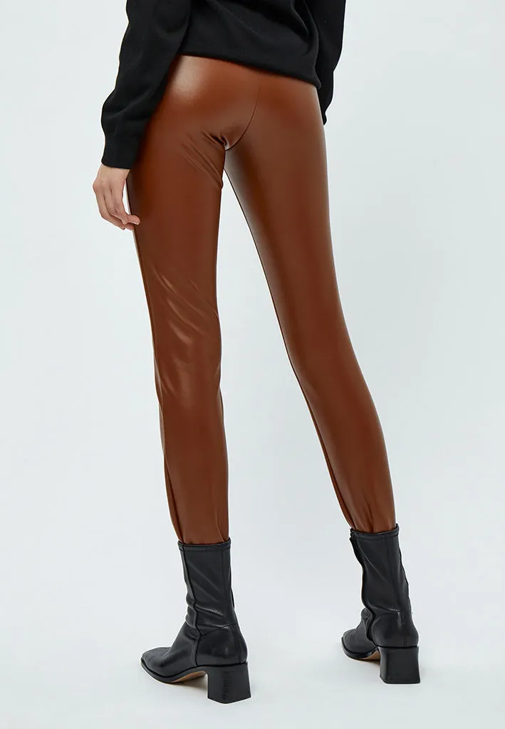 PCLinette PU Leggings - Tobacco Brown