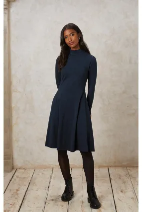 PEOPLE TREE - Sophie Turtleneck Skater Dress in Navy