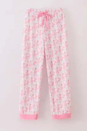 Pink nutcracker print women pajamas pants