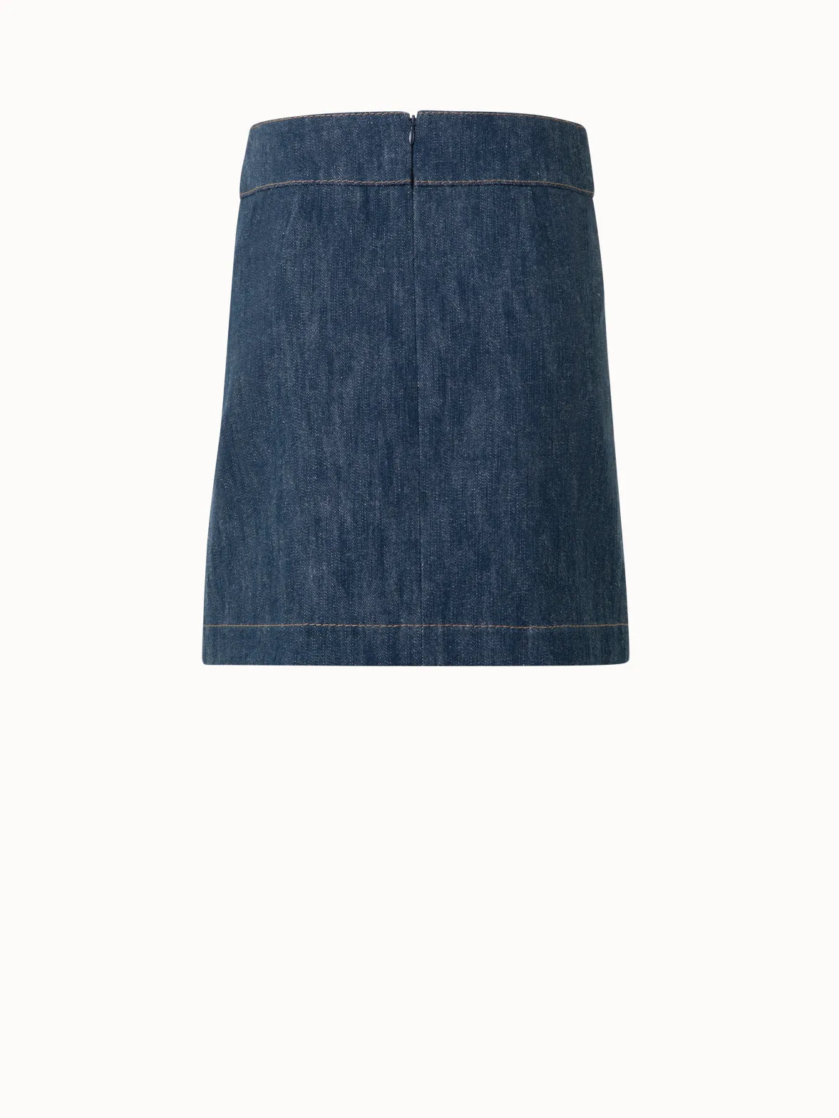 Pleated Denim Mini Skirt