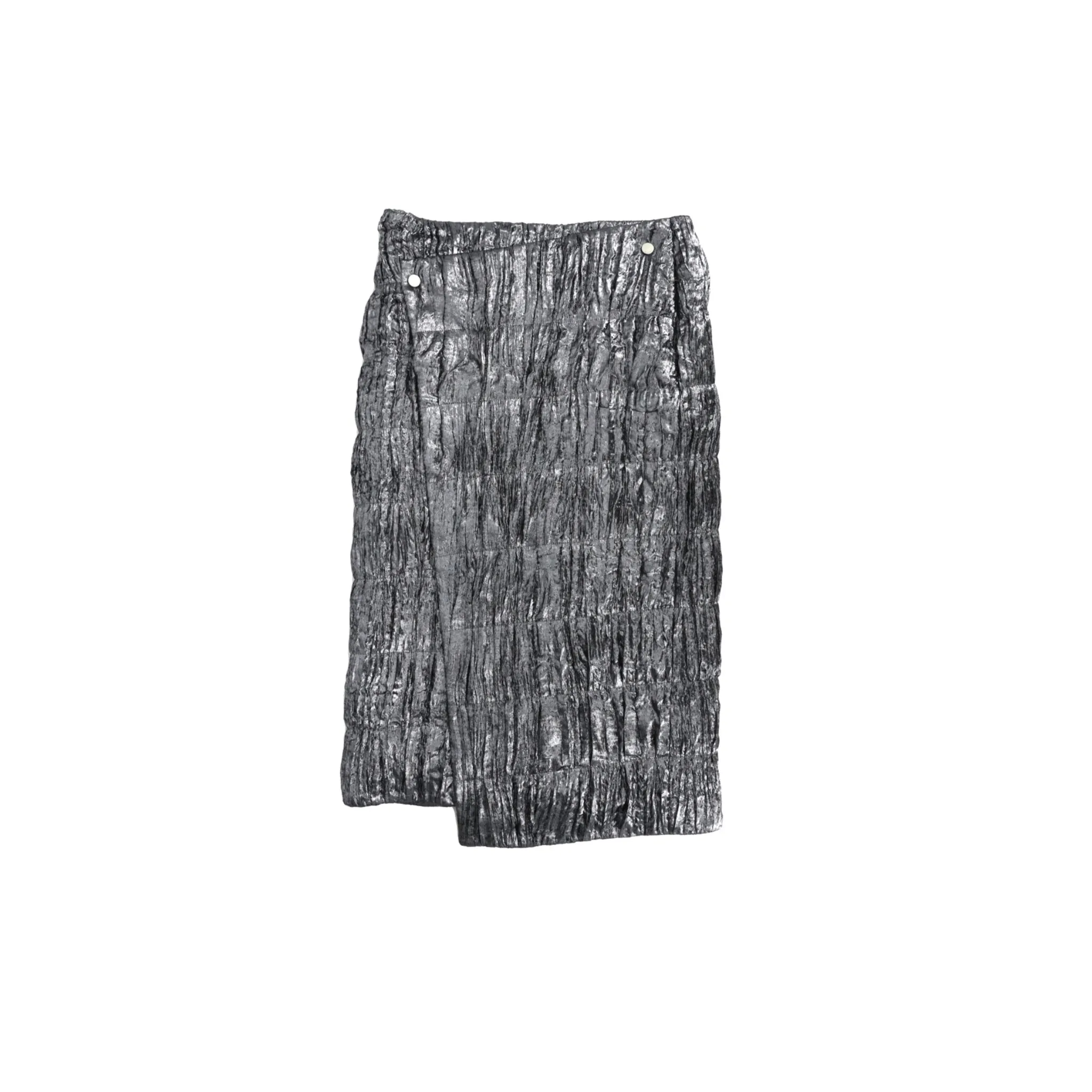 Pleated Quilted Cotton Wrap Midi-skirt