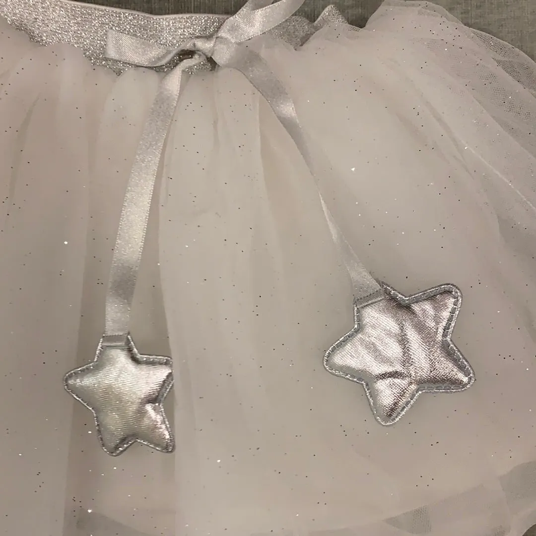 Pleated Skirt with Silver Sparkles and Silver Stars