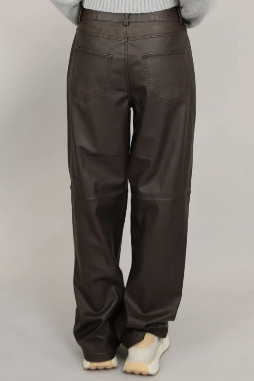 Polaris Faux Leather Pocket Pant | Cedar Brown