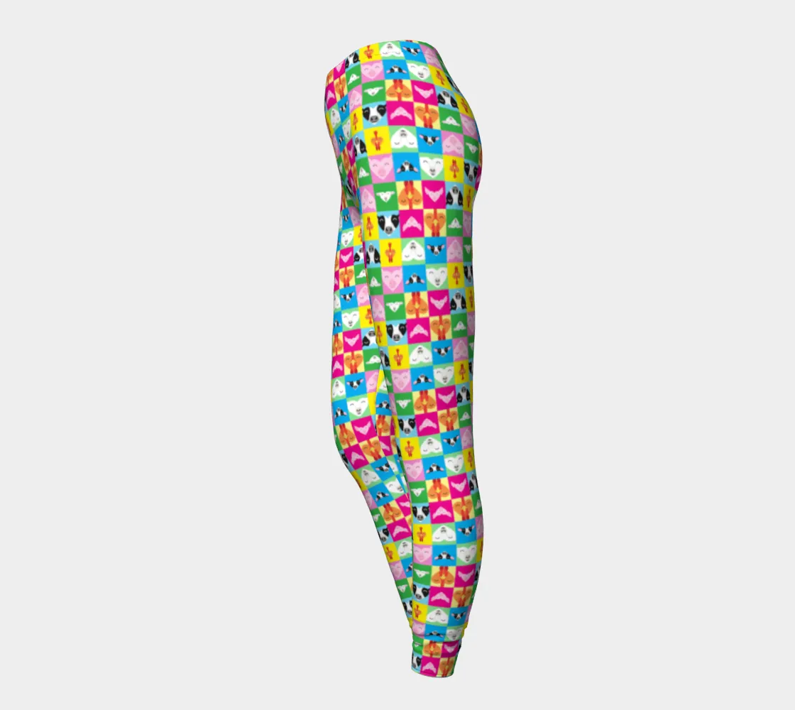 "Love All Animals" Cow, Pig, Chicken, Lamb Printed Leggings