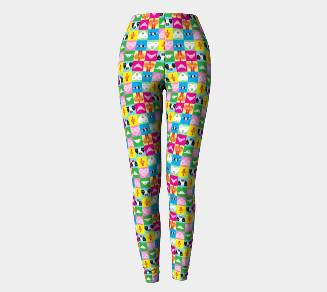 "Love All Animals" Cow, Pig, Chicken, Lamb Printed Leggings