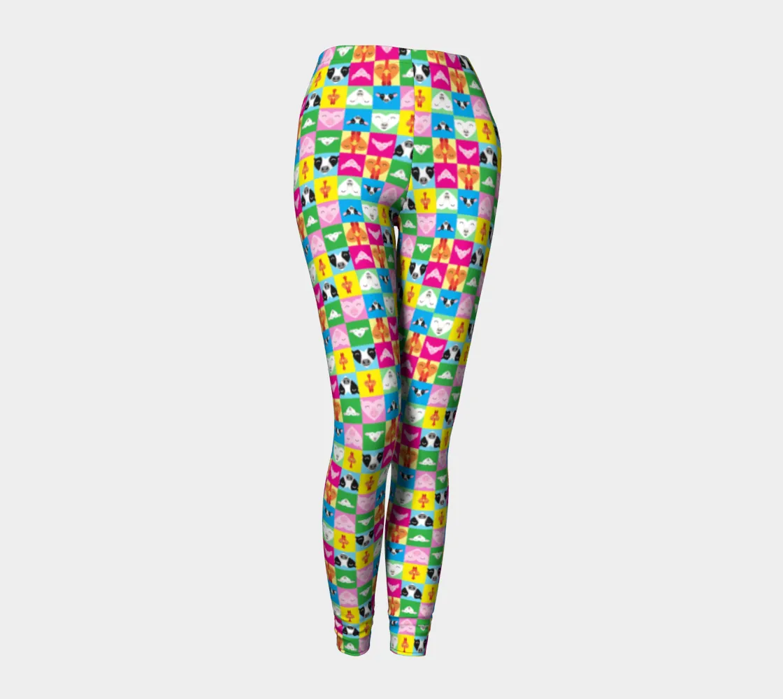 "Love All Animals" Cow, Pig, Chicken, Lamb Printed Leggings