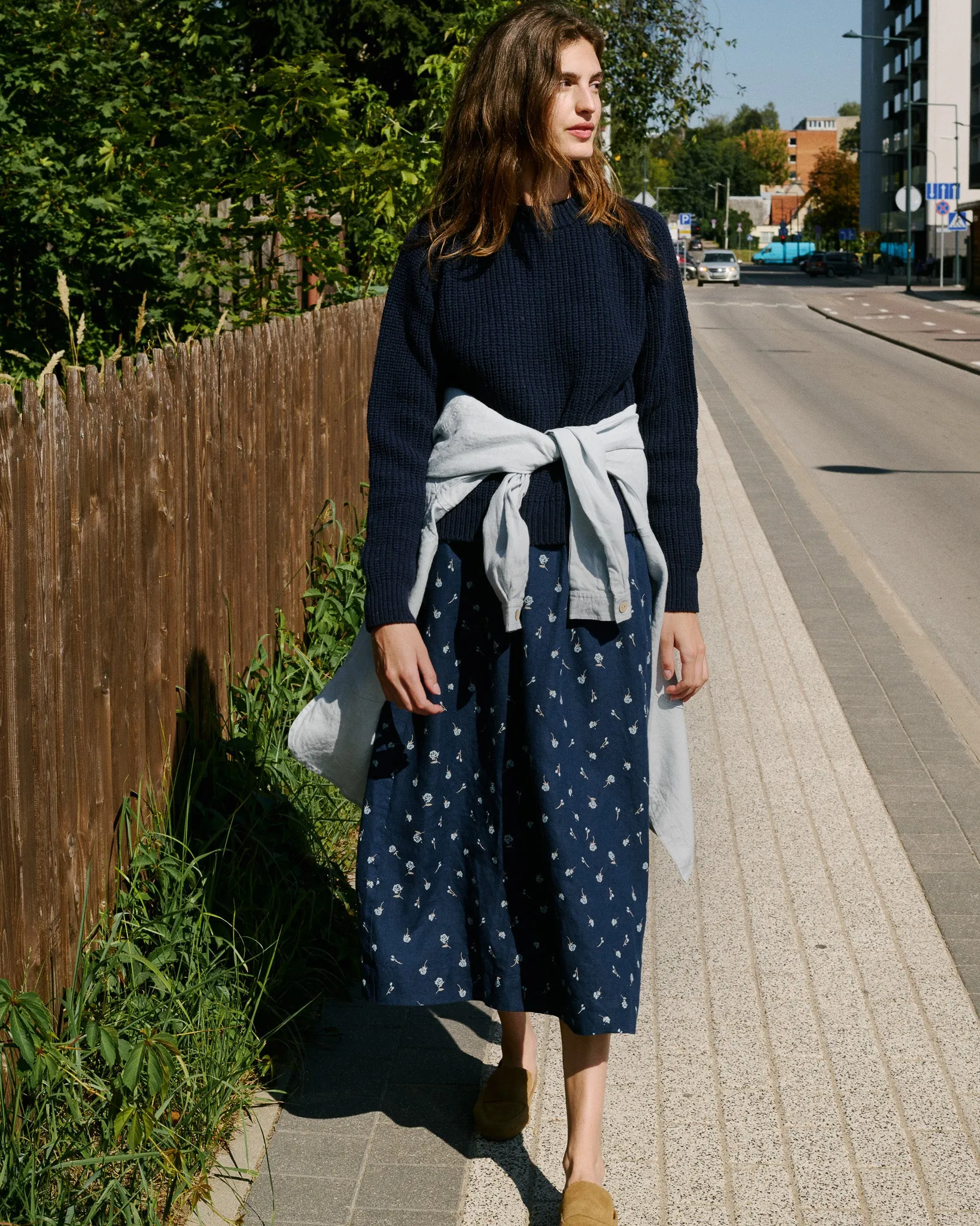 R: SION gathered linen skirt (Size: M; Color: Midnight Rose)