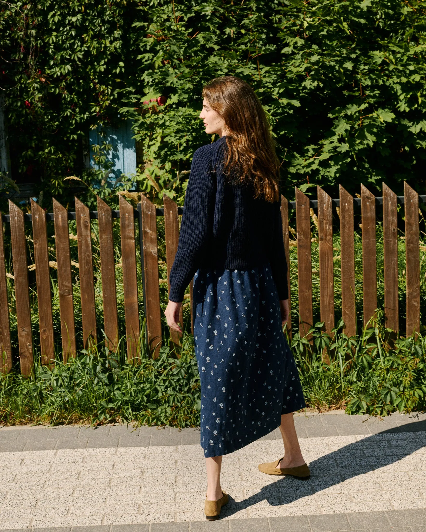 R: SION gathered linen skirt (Size: M; Color: Midnight Rose)