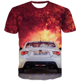 Racing Car T shirts Men Metal Tshirts Cool City Tshirts Novelty Gray Shirt Print Retro Tshirts Casual