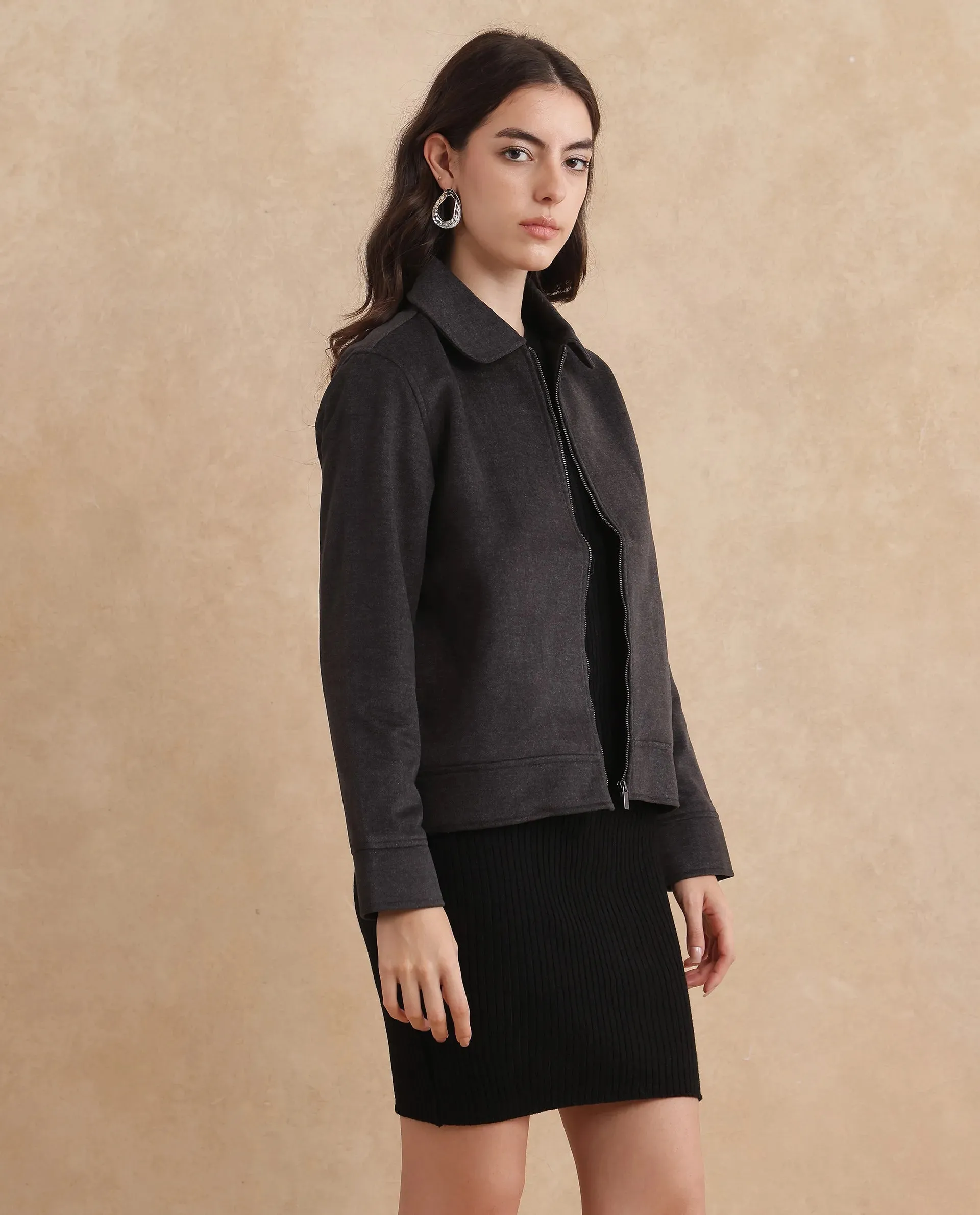 Rareism Women Gympie Black Plain Jacket