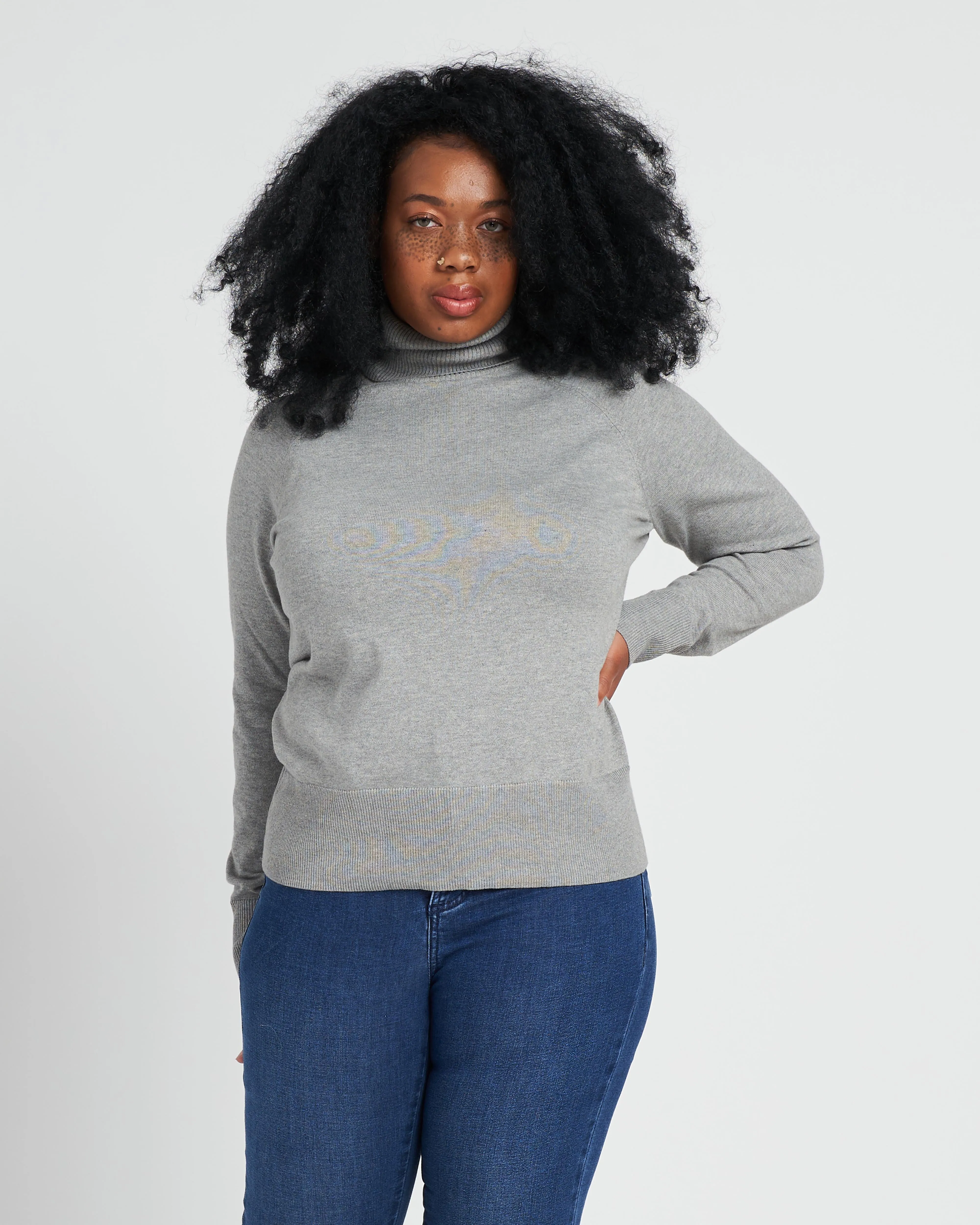 Renee Eco Raglan Turtleneck - Heather Grey