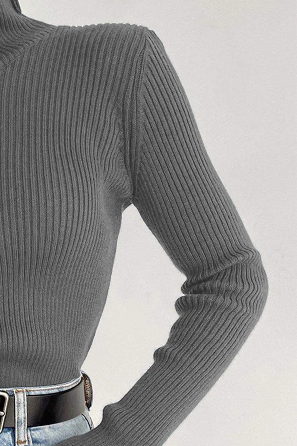 Ribbed Turtle Neck Long Sleeve Sweater