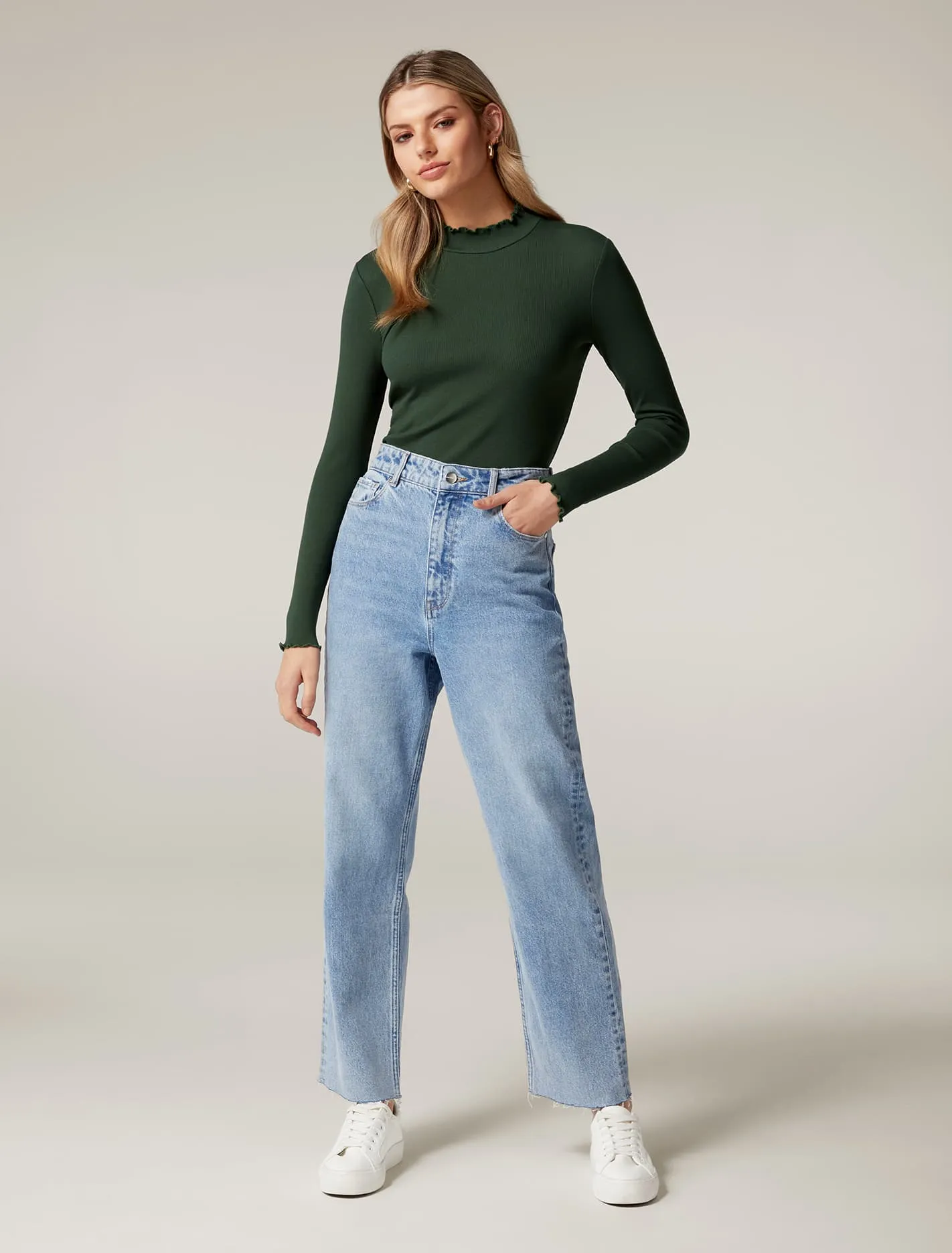 Rikki Lettuce Edge Turtle Neck Top