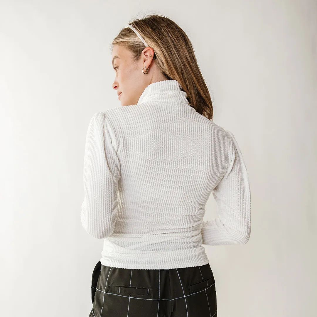 Sabrina Ribbed Turtleneck, White