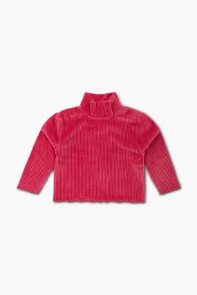 SALE - Ribbed Velour Turtleneck_Bright Pink