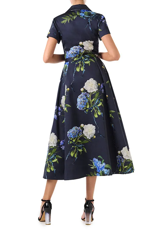 Short Sleeve Floral A-line Dress