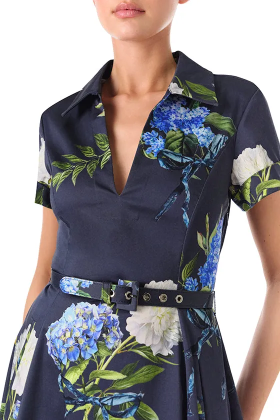 Short Sleeve Floral A-line Dress