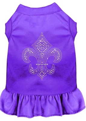 Silver Fleur De Lis Rhinestone Dress Purple Xs (8)