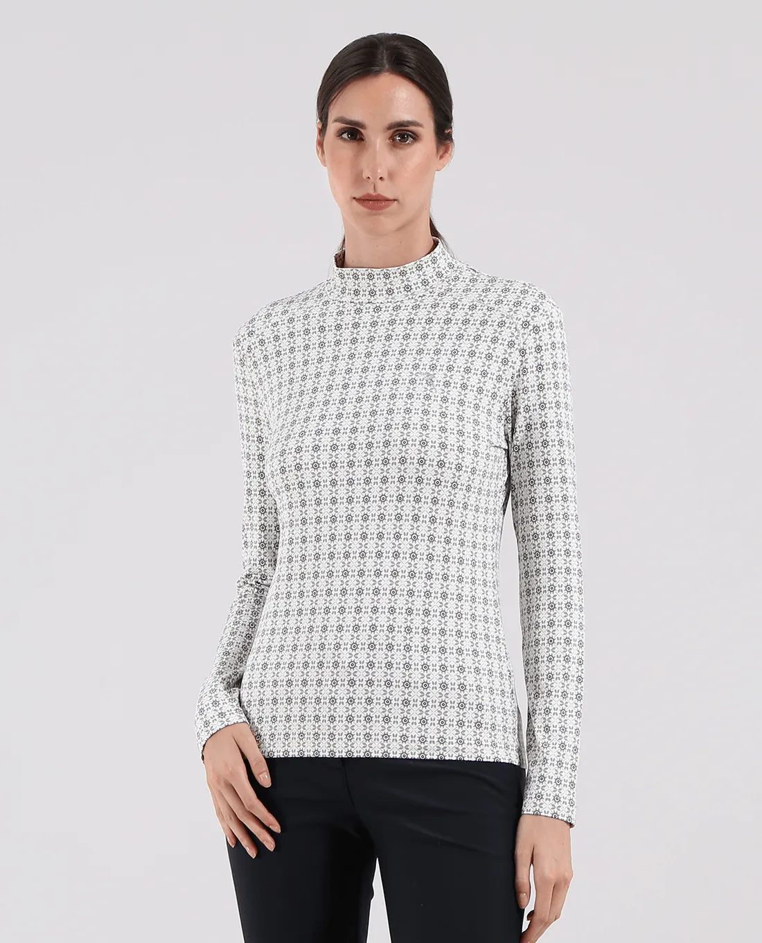 SIZE 8 - CHERVO Tribal Turtleneck Winter Polo White Jacquard