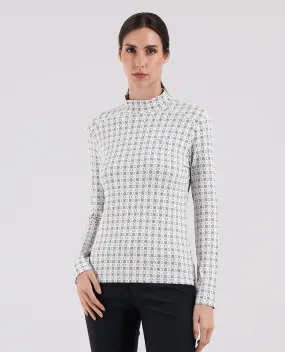 SIZE 8 - CHERVO Tribal Turtleneck Winter Polo White Jacquard