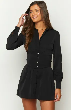 Social Black Mini Shirt Dress