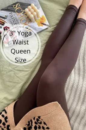 Solid Color 3" Yoga Waist QUEEN SIZE Basic Leggings