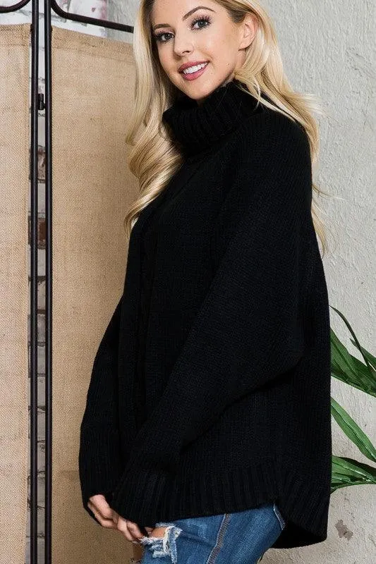 Solid Long Sleeve Turtleneck Sweater