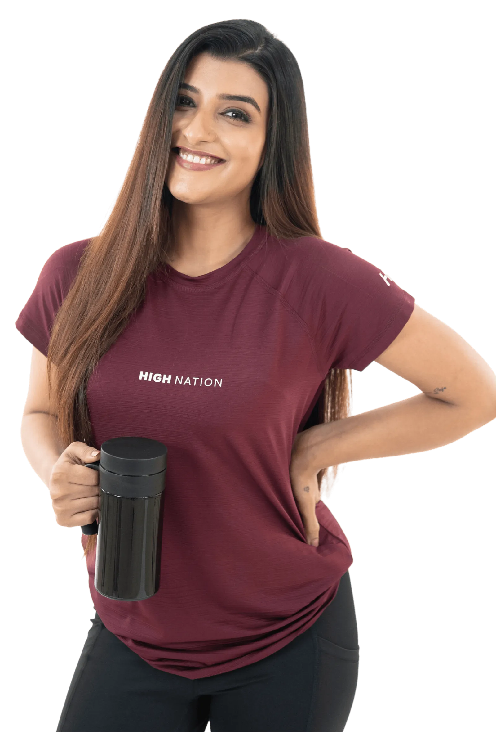 SOuLL Active Wine Red Half Sleeves T-Shirt