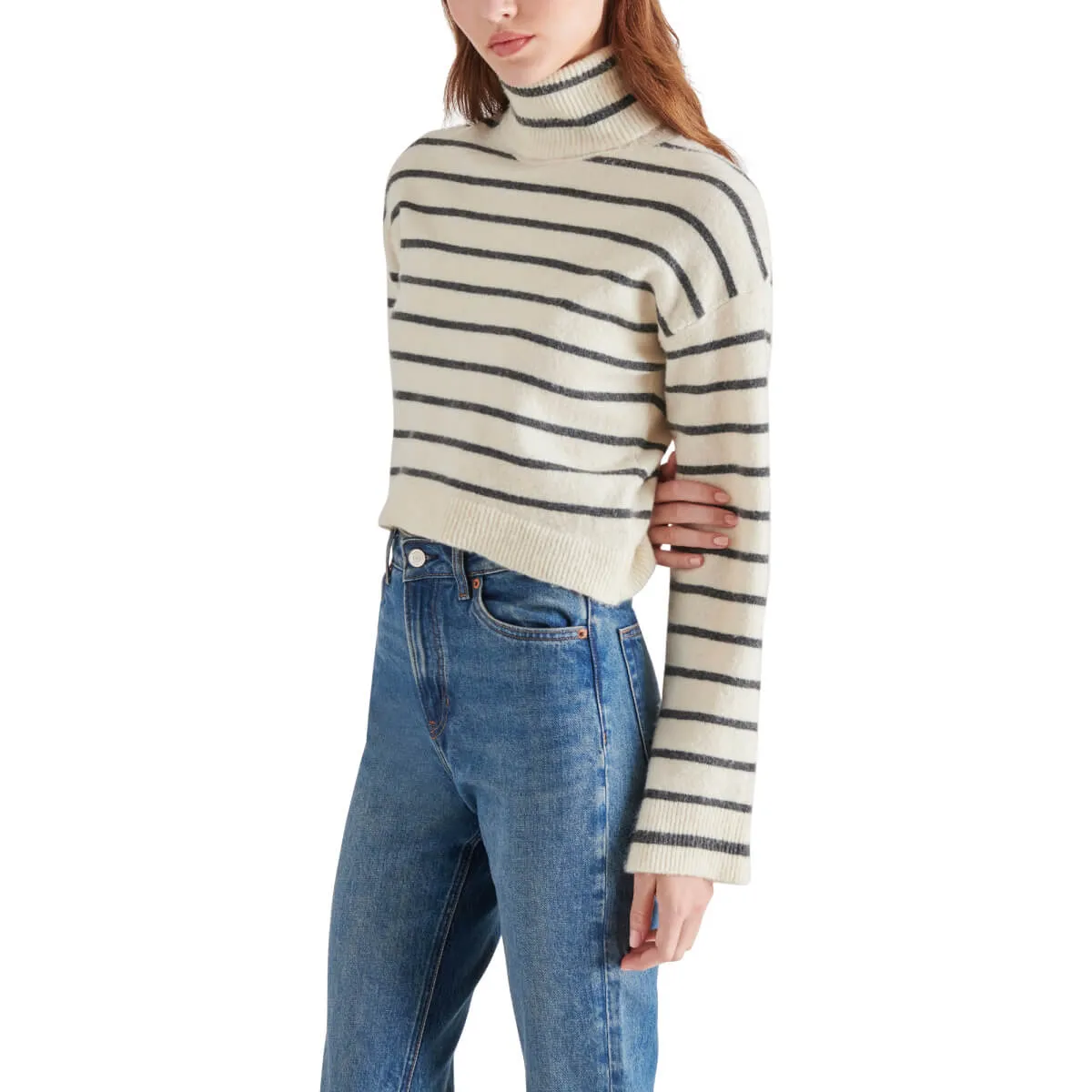 Steve Madden Narsha Striped Turtleneck Long Sleeve Sweater